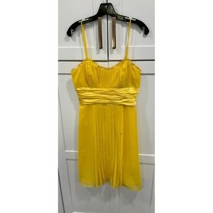 Democracy‎ Yellow Dress Sleeveless Party Cocktail Pleated Size 8